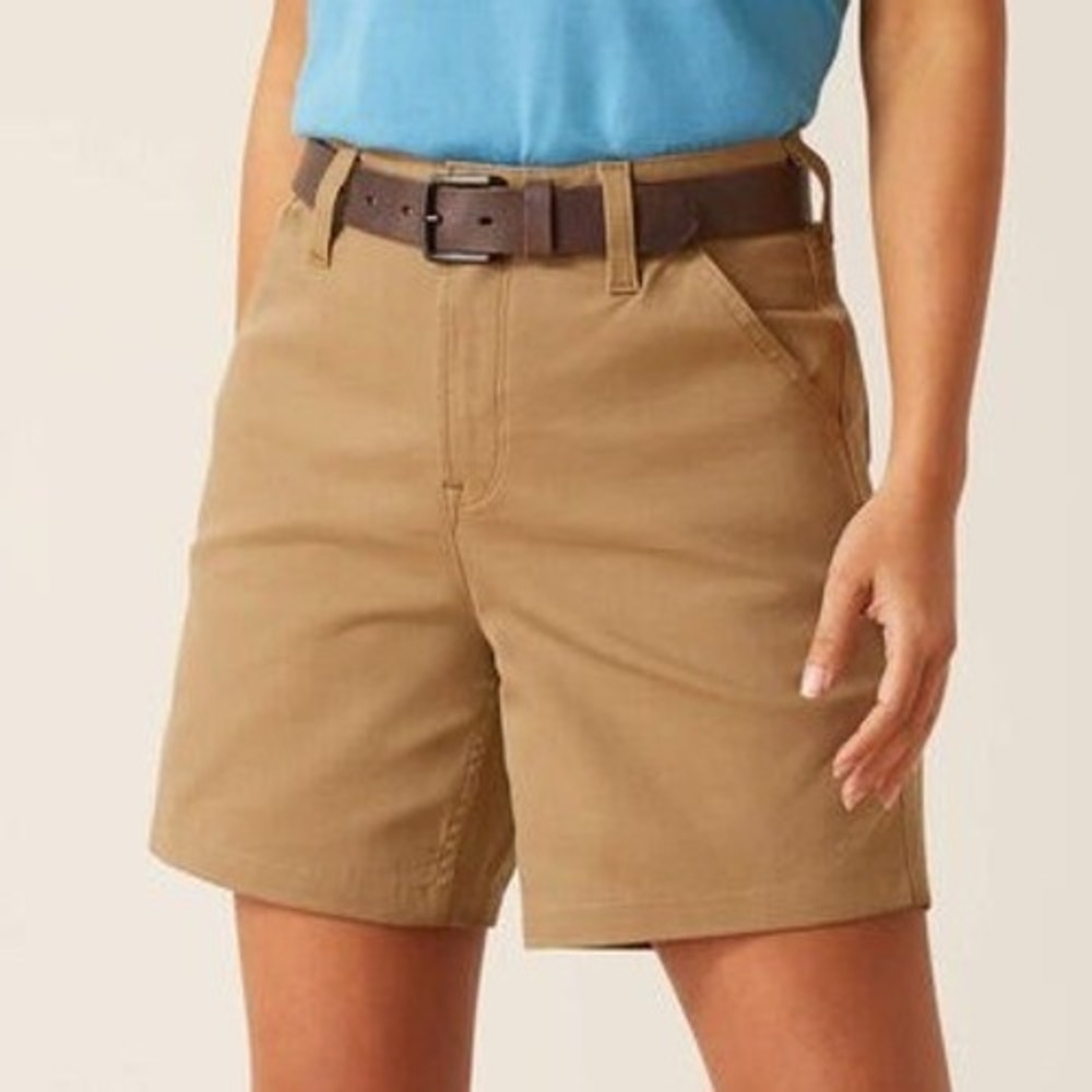 Womens Ariat Shorts Rebar PR Perfect Rise Tough Short Khaki Tan Size 34